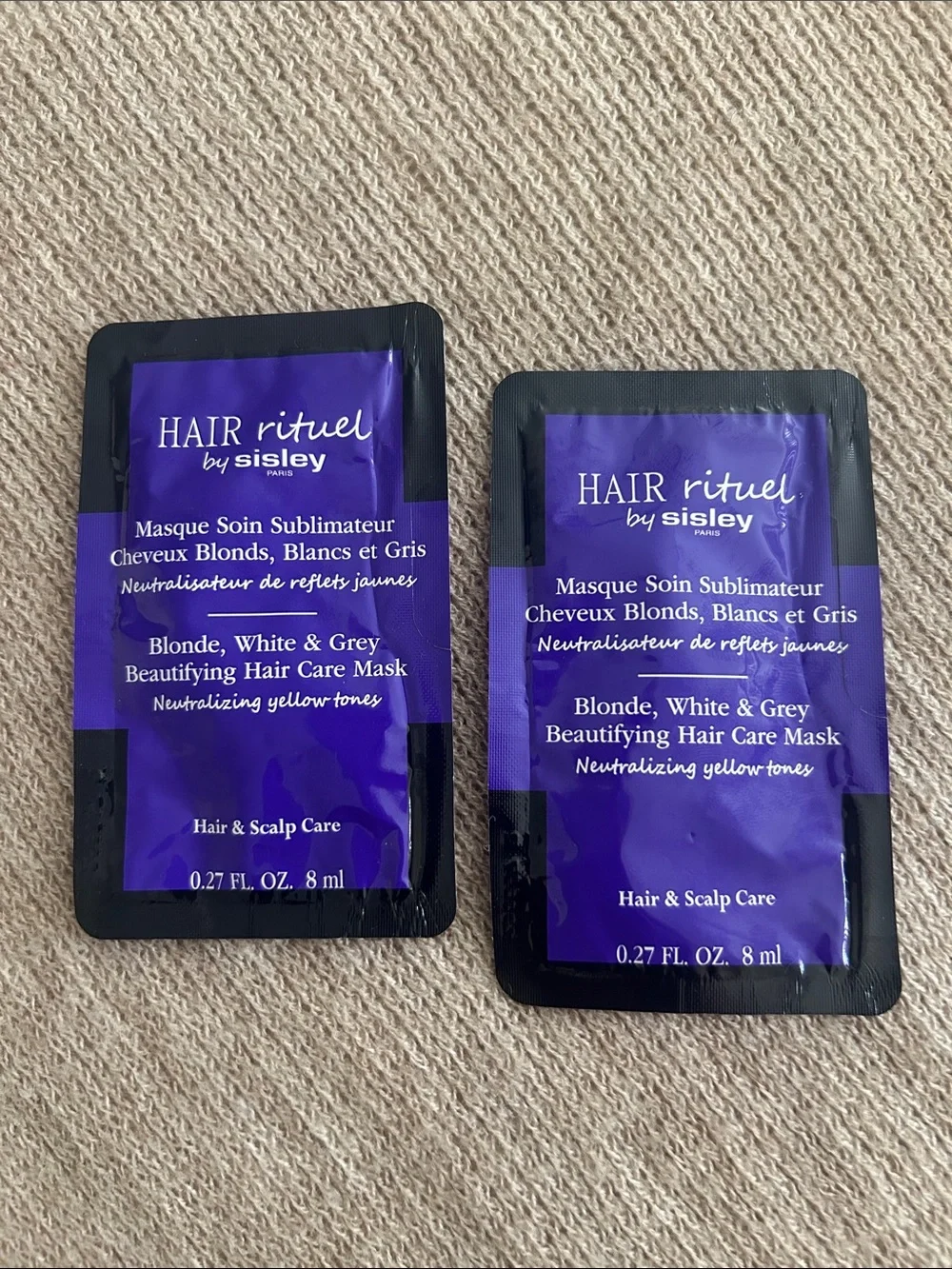 Sisley🎀2-Blonde, White & Grey Beautifying Hair Care Mask 2x8ml / Made in France